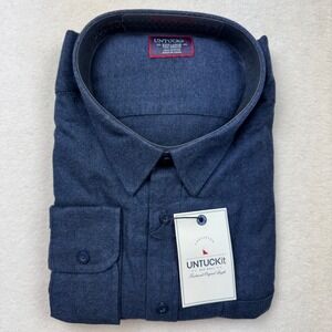 UNTUCKit Fuligni Mens XXX-Large Tall 3XLT Regular Fit Blue Button‎ Down Shirt